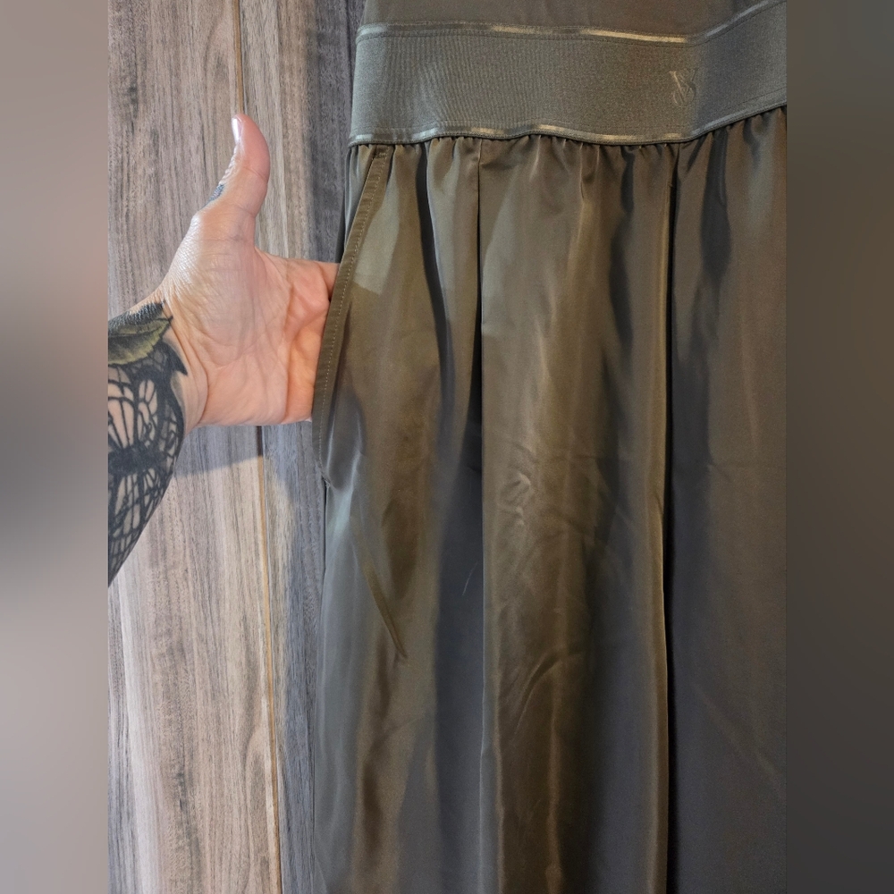 Victoria's Secret Olive Green Lux Glossy Sport Wide-Leg Jumpsuit - Picture 9 of 16